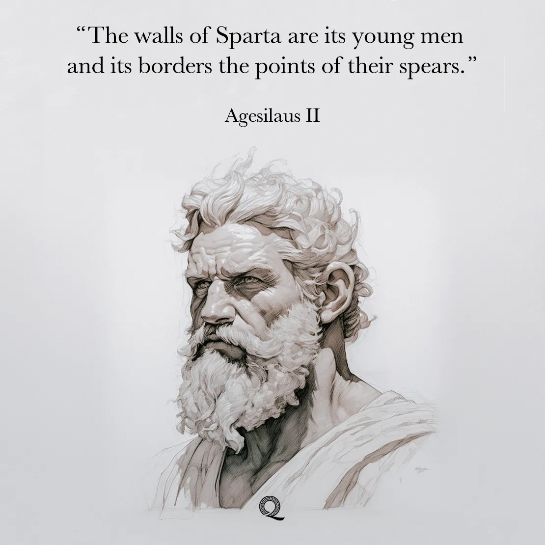 Quote by Agesilaus II on Warfare - The walls of Sparta are its young men and its borders the points of their spears.
