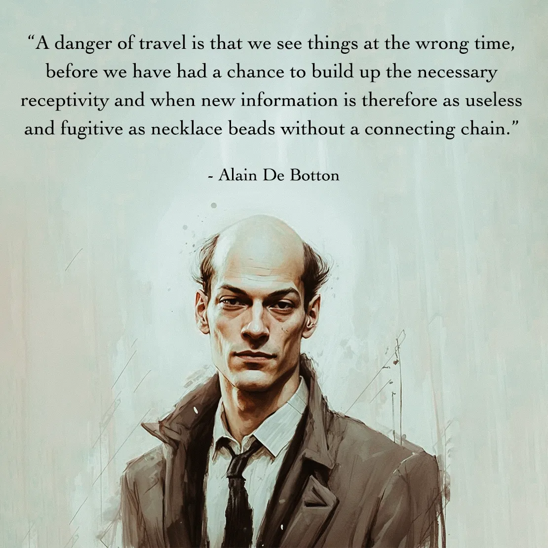 Quote by Alain de Botton on Travel - A danger of travel is that we see things at the wrong time, before we have had a chance