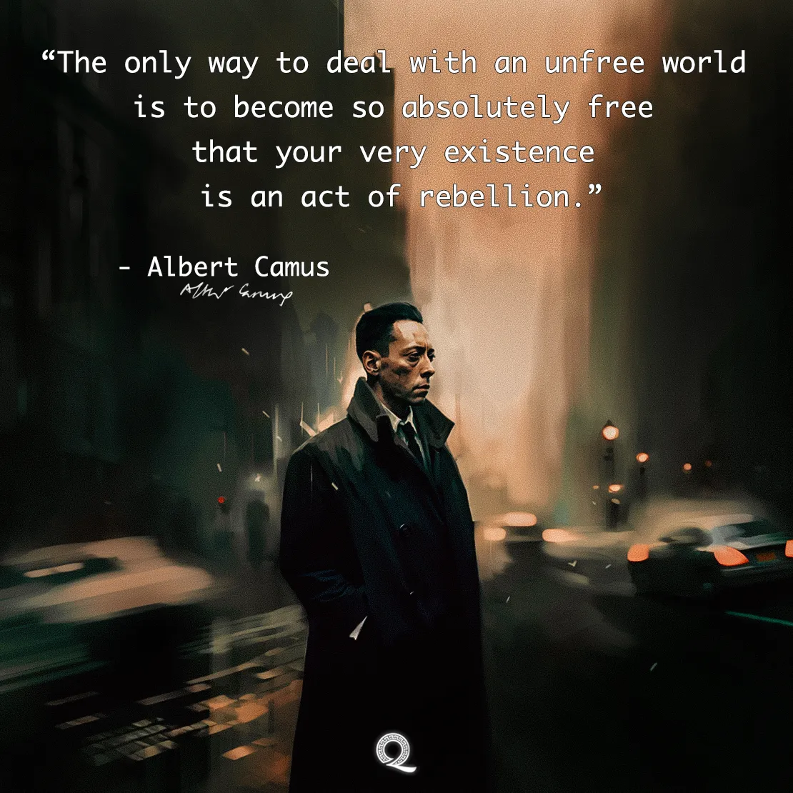 Quote by Albert Camus on Rebellion - "The only way to deal with an unfree world is to become so absolutely free..."
