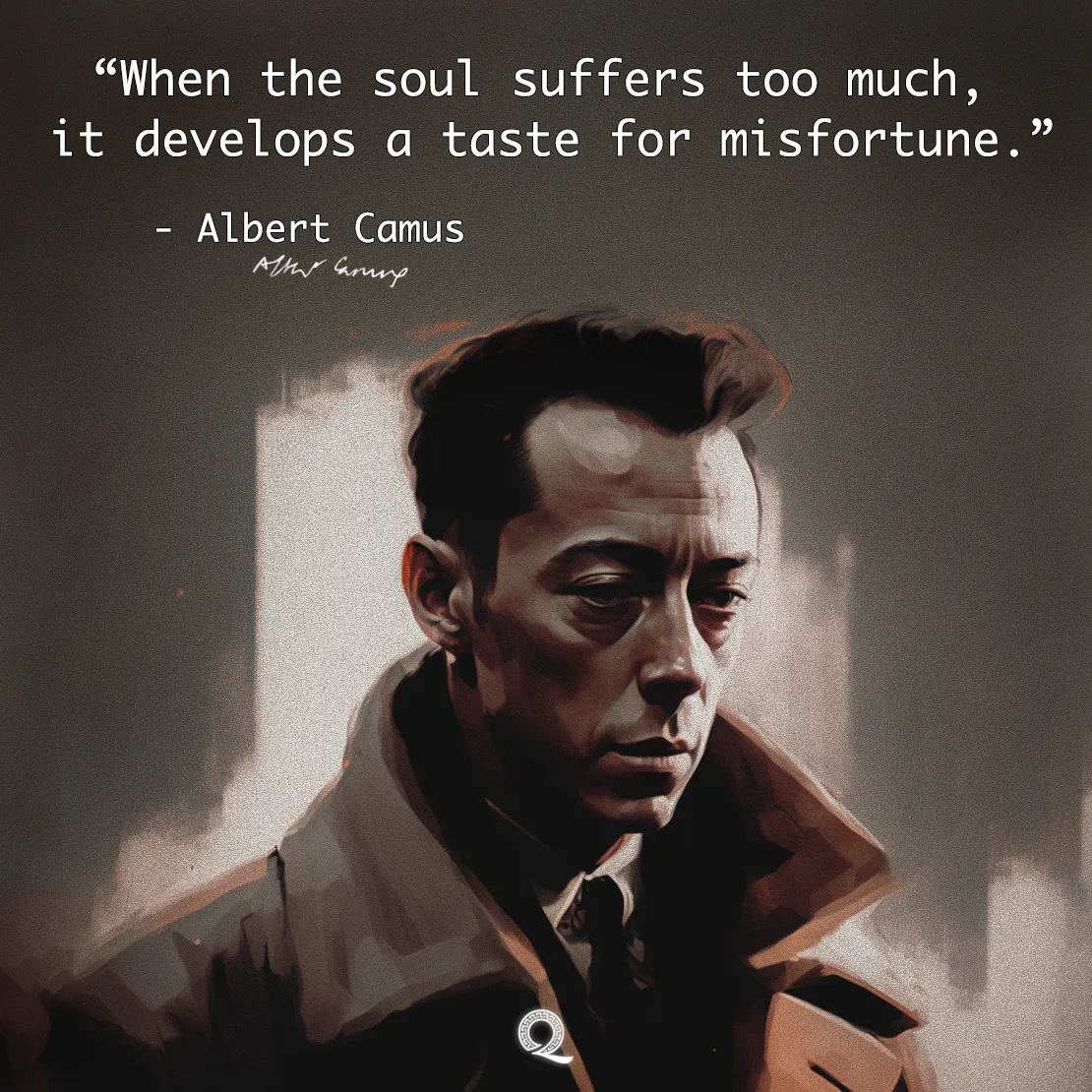 Quote by Albert Camus on Suffering - When the soul suffers too much, it develops a taste for misfortune.