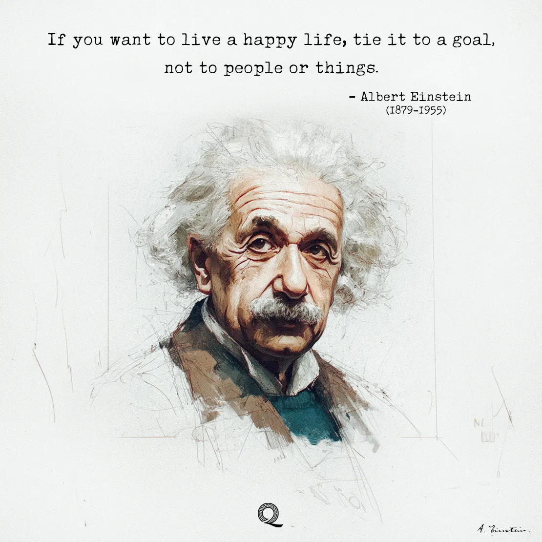 Quote by Albert Einstein on Happiness - "If you want to live a happy life, tie it to a goal..."