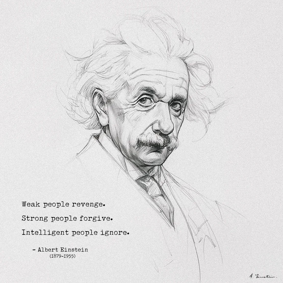 Quote by Albert Einstein on Intelligence - Weak people revenge. Strong people forgive. Intelligent people ignore.