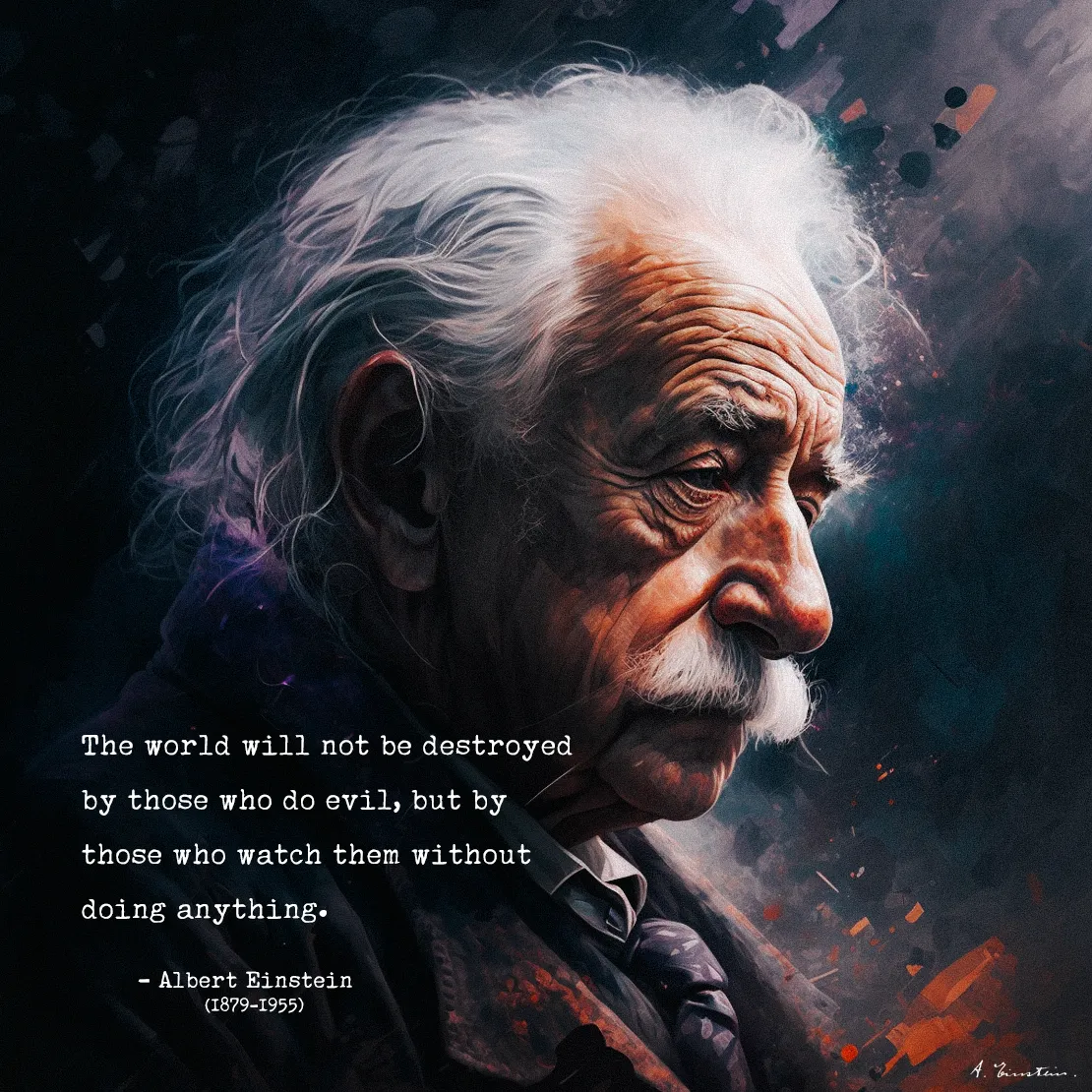 Quote by Albert Einstein on Activism - "The world will not be destroyed by those who do evil..."