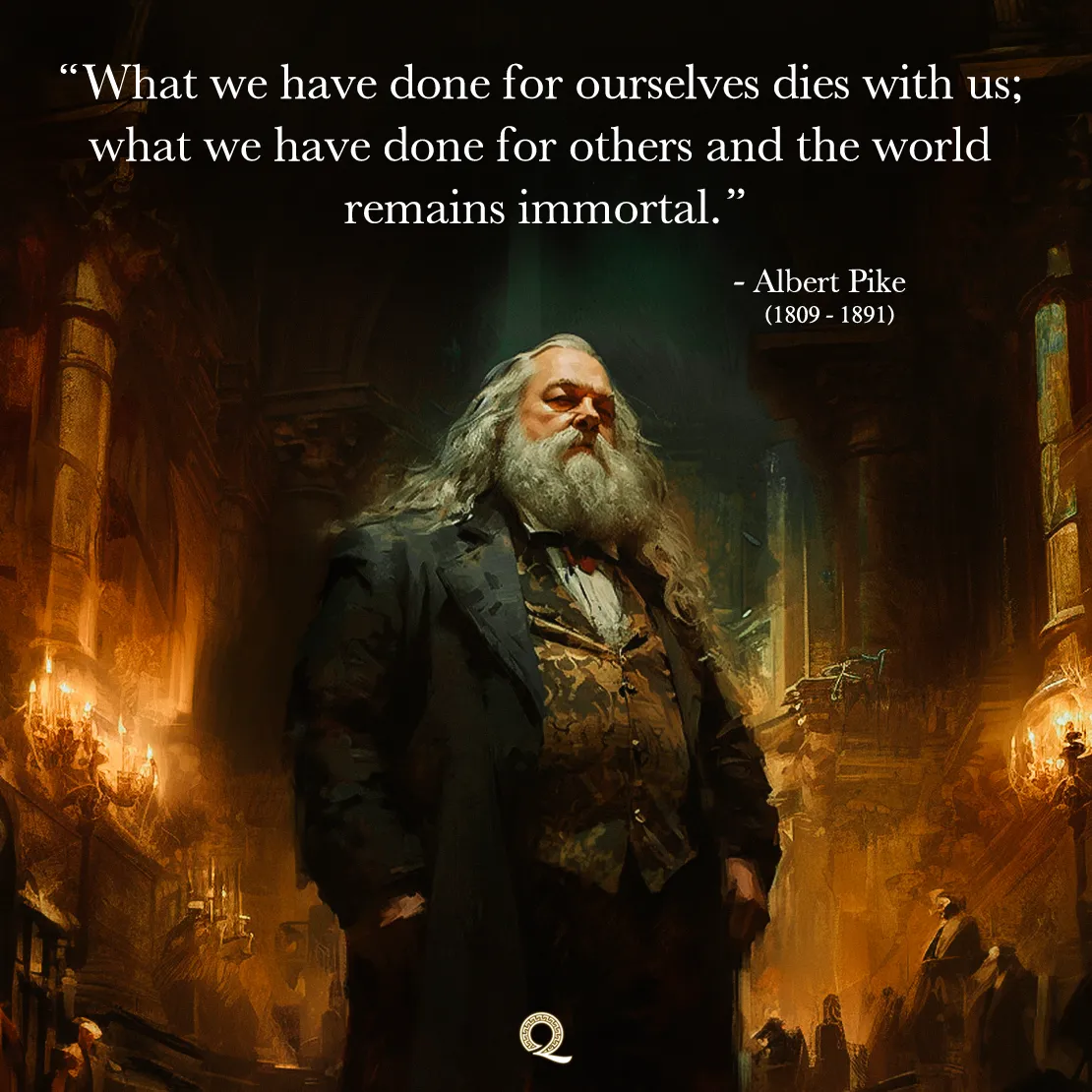 Quote by Albert Pike on Legacy - What we have done for ourselves dies with us; what we have done for others...