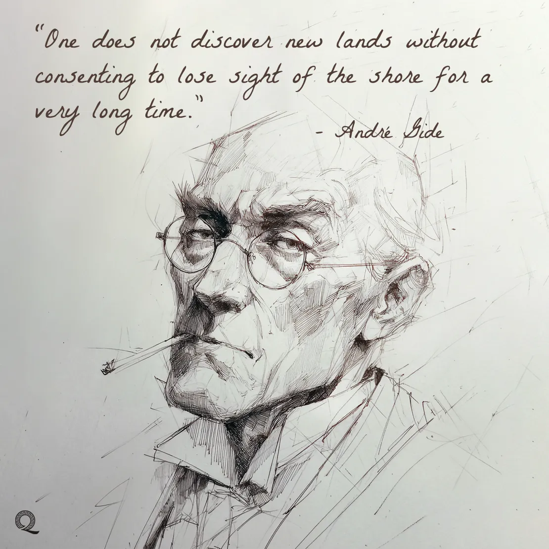 Quote by André Gide on Exploration - "One does not discover new lands without consenting to lose sight of the shore..."