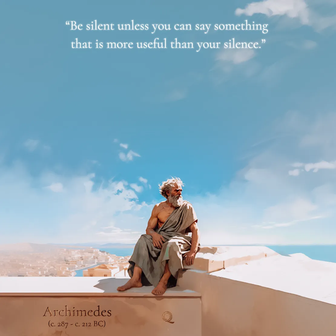 Quote by Archimedes on Wisdom - Be silent unless you can say something that is more useful than your silence.