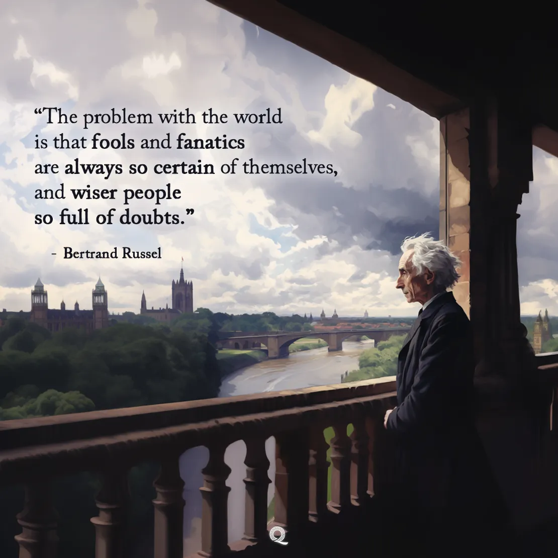 Quote by Bertrand Russell on Overconfidence - "The problem with the world is that fools and fanatics are always..."