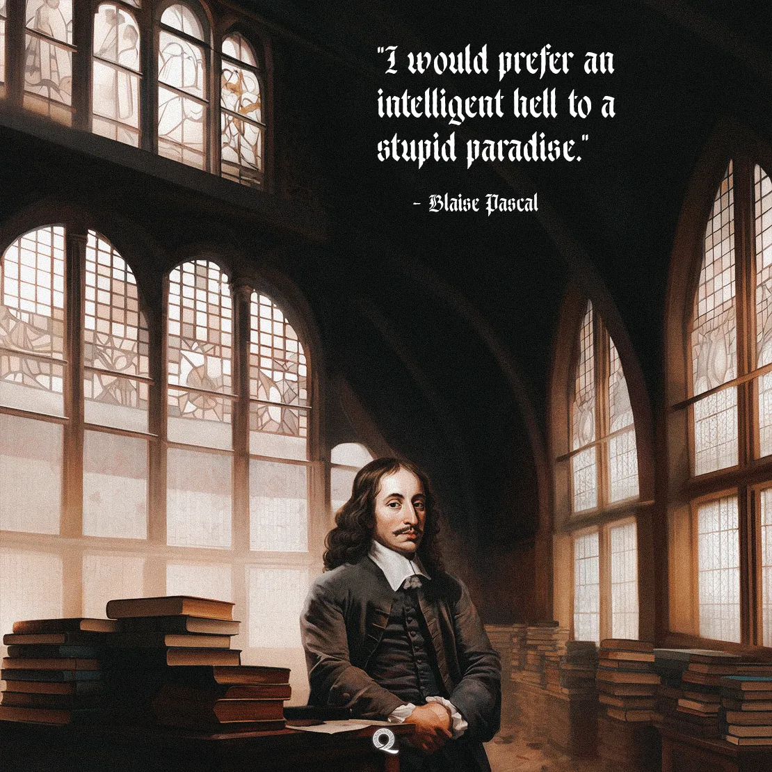 Quote by Blaise Pascal on Intelligence - "I would prefer an intelligent hell to a stupid paradise."