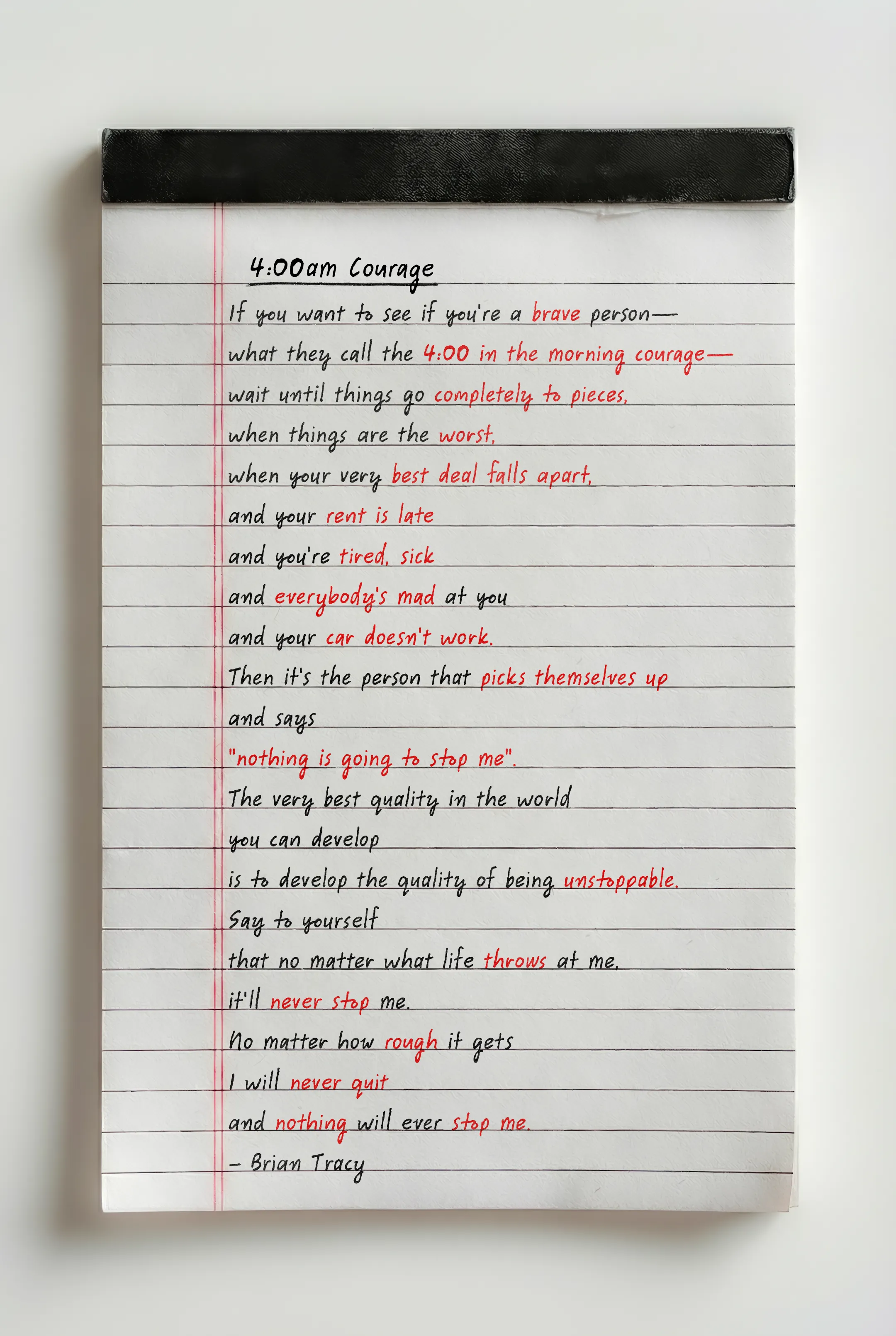 Quote by Brian Tracy on Resilience - 'If you want to see if you're a brave person...nothing will ever stop me.'