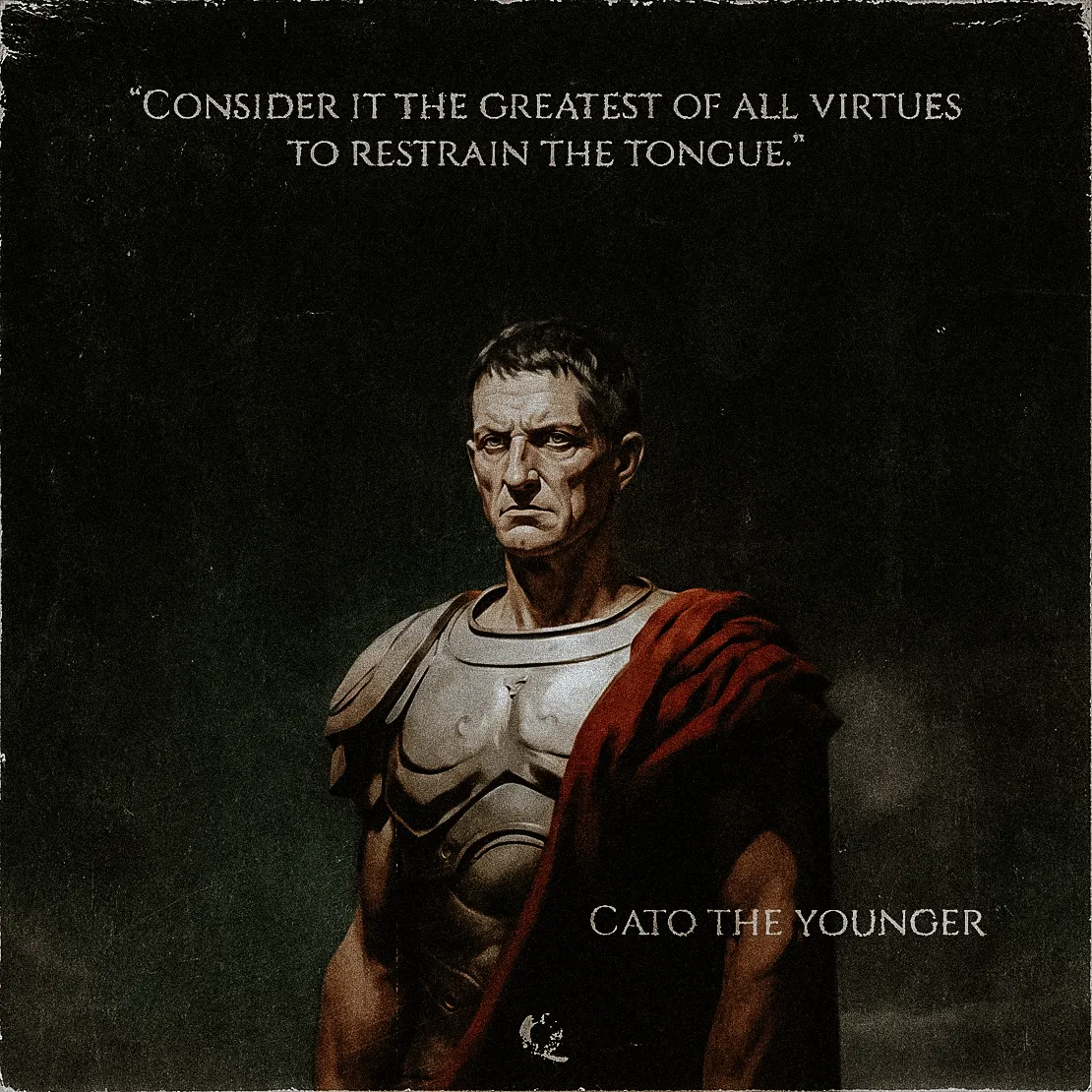 Quote by Marcus Porcius Cato on Self-control - Consider it the greatest of all virtues to restrain the tongue.