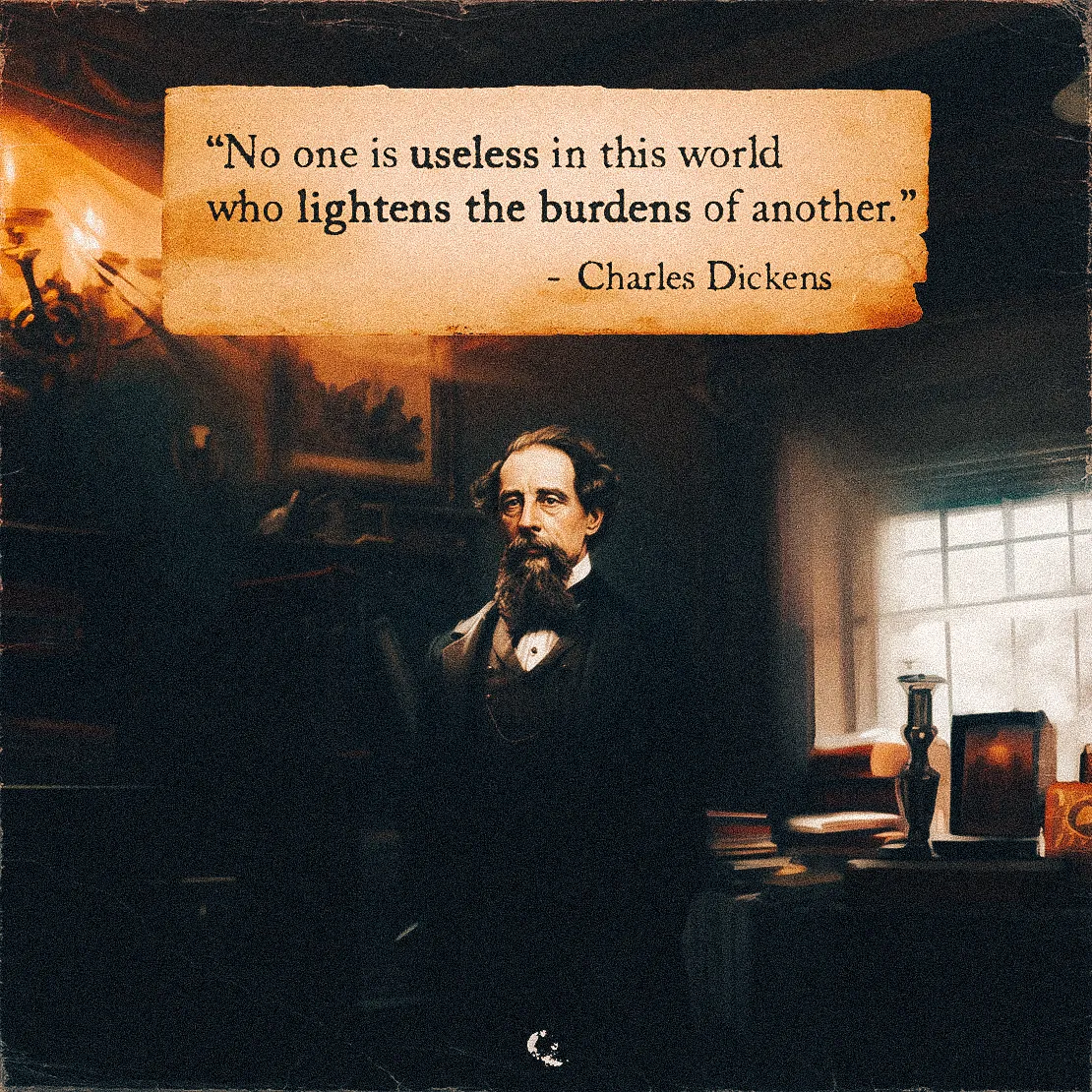 Quote by Charles Dickens on Altruism - "No one is useless in this world who lightens the burdens of another."