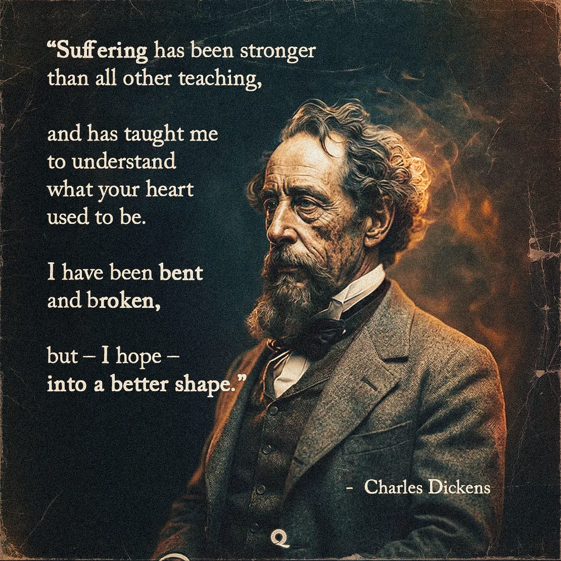 Quote by Charles Dickens on Personal-growth - "Suffering has been stronger than all other teaching... into a better shape."