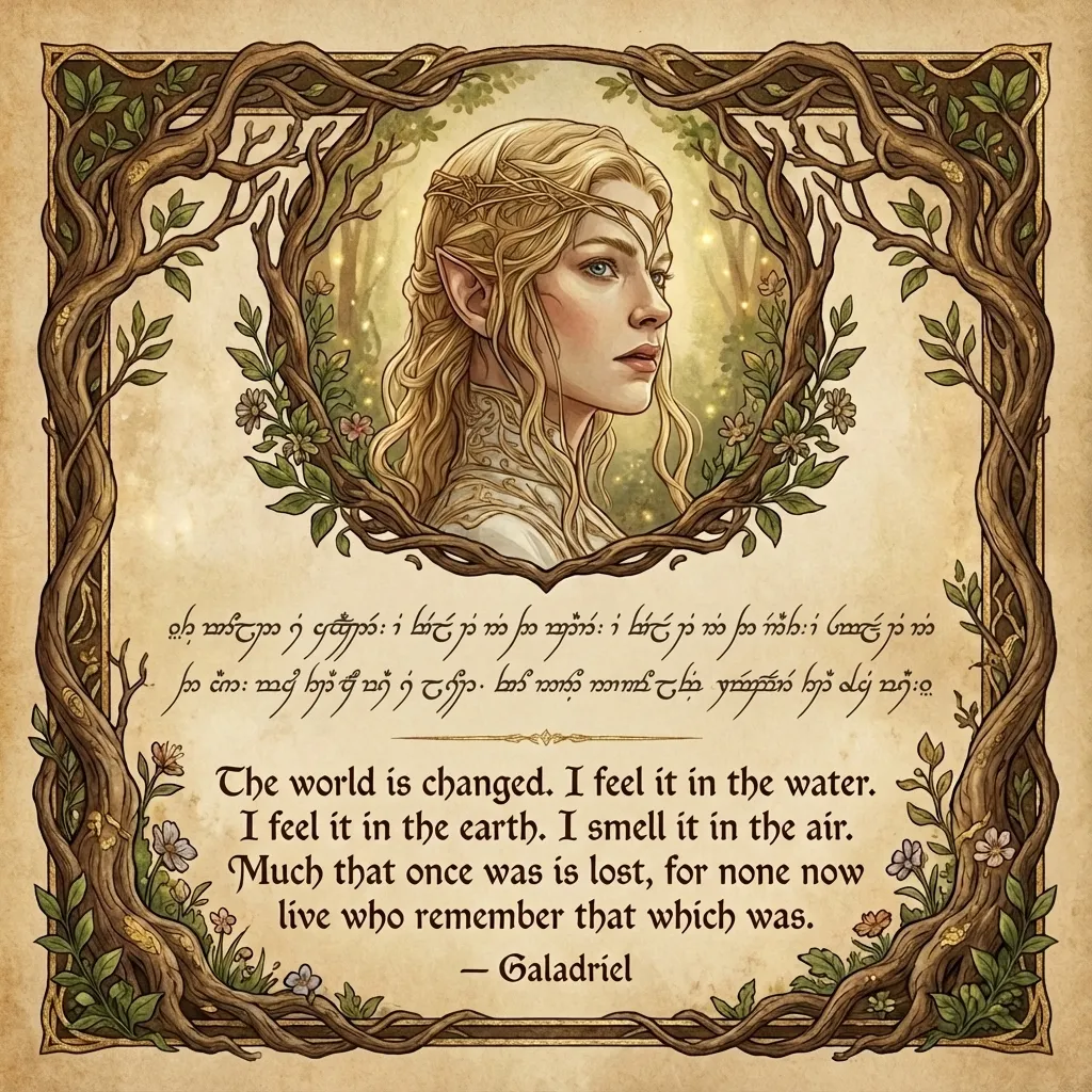 Quote by Galadriel on Loss - "The world is changed. I feel it in the water... Much that once was is lost."