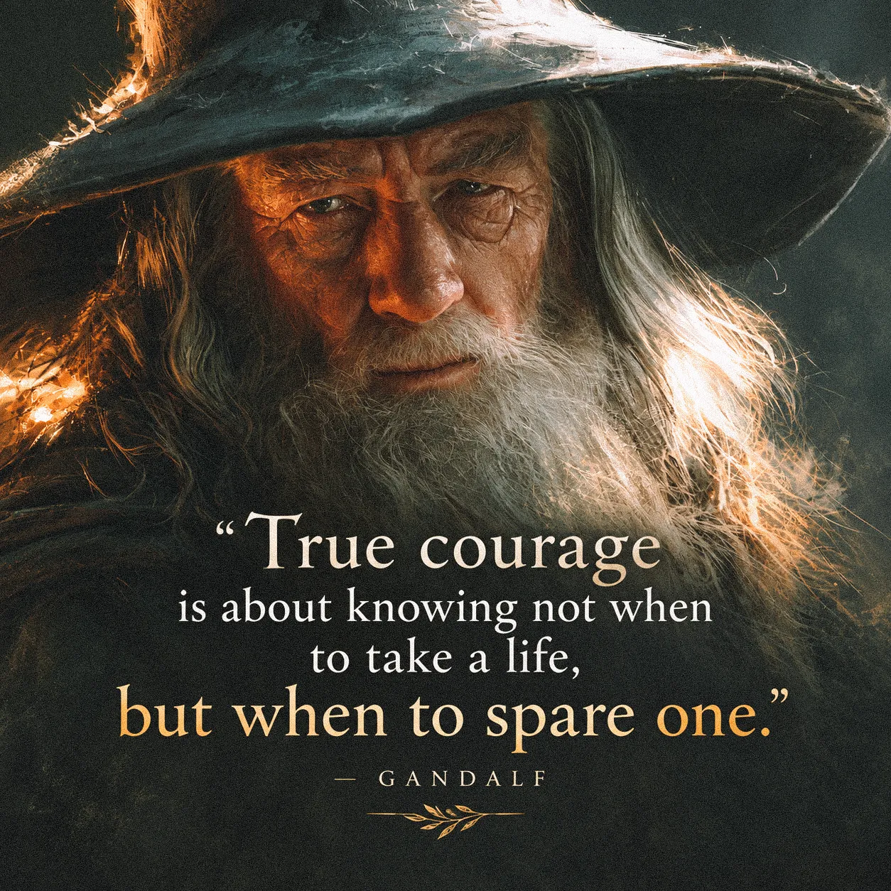 Quote by Gandalf on Courage - "True courage is about knowing not when to take a life, but when to spare one."
