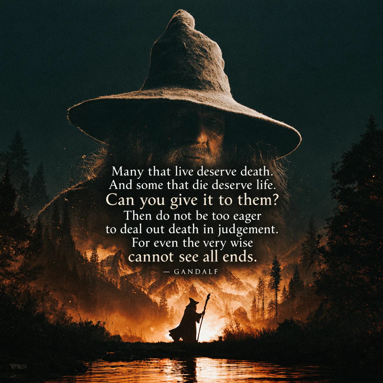 Quote by Gandalf on Judgement - "Many that live deserve death. And some that die deserve life..."